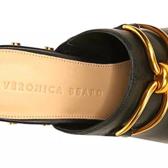 VERONICA BEARD Giles Clog in Black Leather Gold Stud Grommet Wooden Heel Sz 10 - Picture 14 of 14